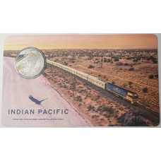 AUSTRALIA 2020 . FIFTY 50 CENTS COIN . INDIAN PACIFIC . COLOURED OVERLAY